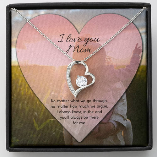 To Mom No Matter What Forever Love Necklace (14K White Gold)