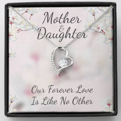 Mother and Daughter Like No Other Forever Love Necklace (14K White Gold Finish)