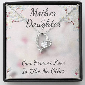 Mother and Daughter Like No Other Forever Love Necklace (14K White Gold Finish)