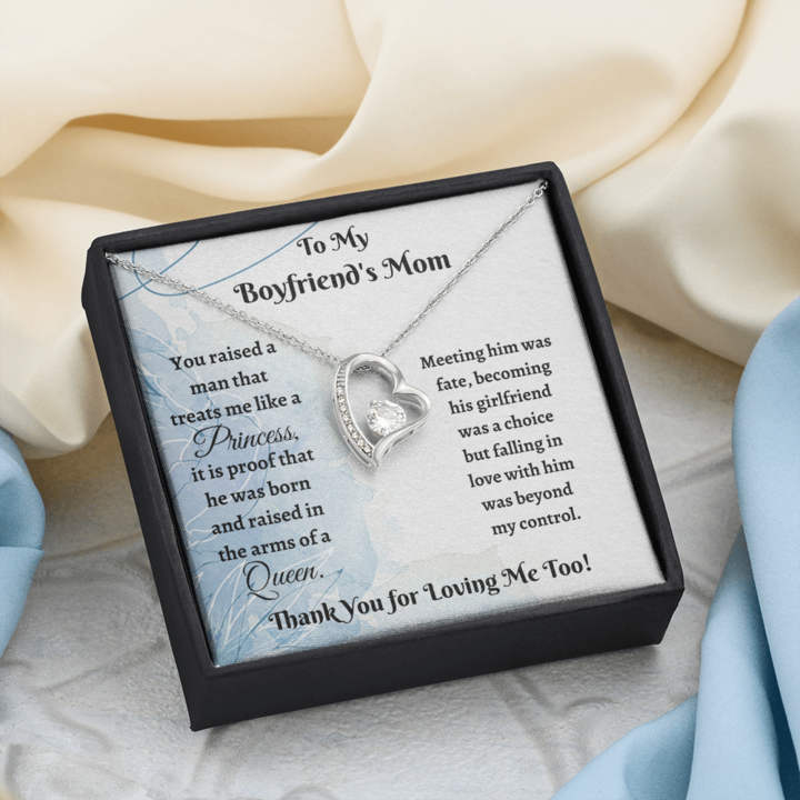 To My Boyfriend's Mom Necklace Gift - You raised a man that treats me like a Princess - Forever Love Necklace LX342K