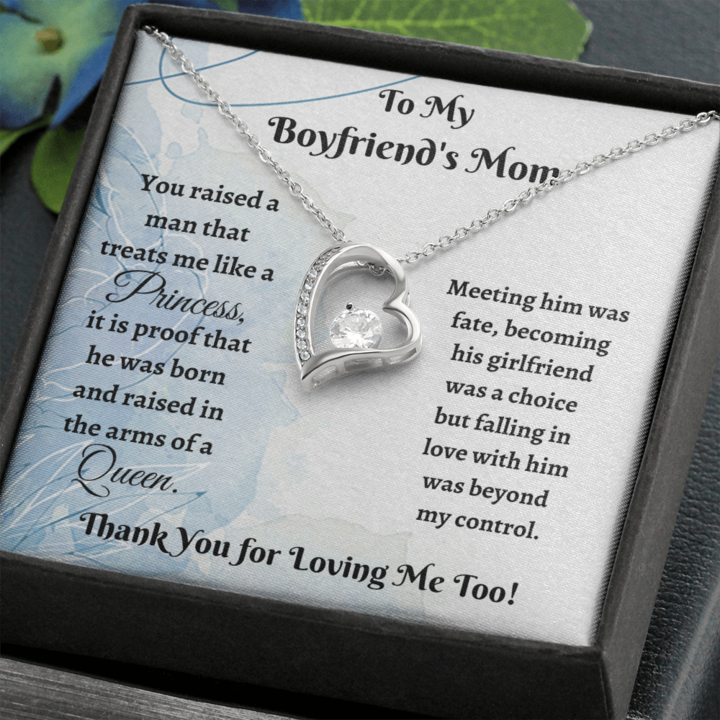 To My Boyfriend's Mom Necklace Gift - You raised a man that treats me like a Princess - Forever Love Necklace LX342K