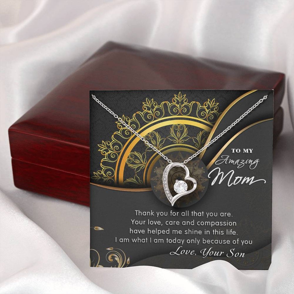To My Amazing Mom - Thank You For All That You Are - Forever Love Necklace