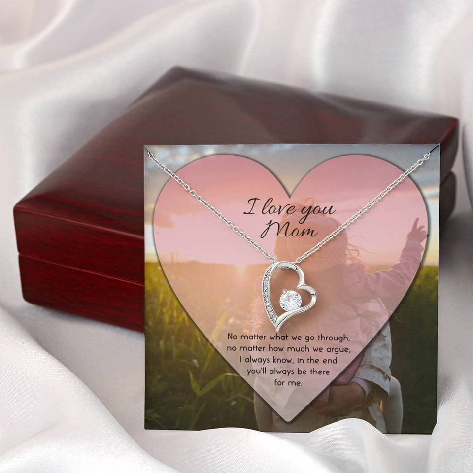 To Mom No Matter What Forever Love Necklace (14K White Gold)