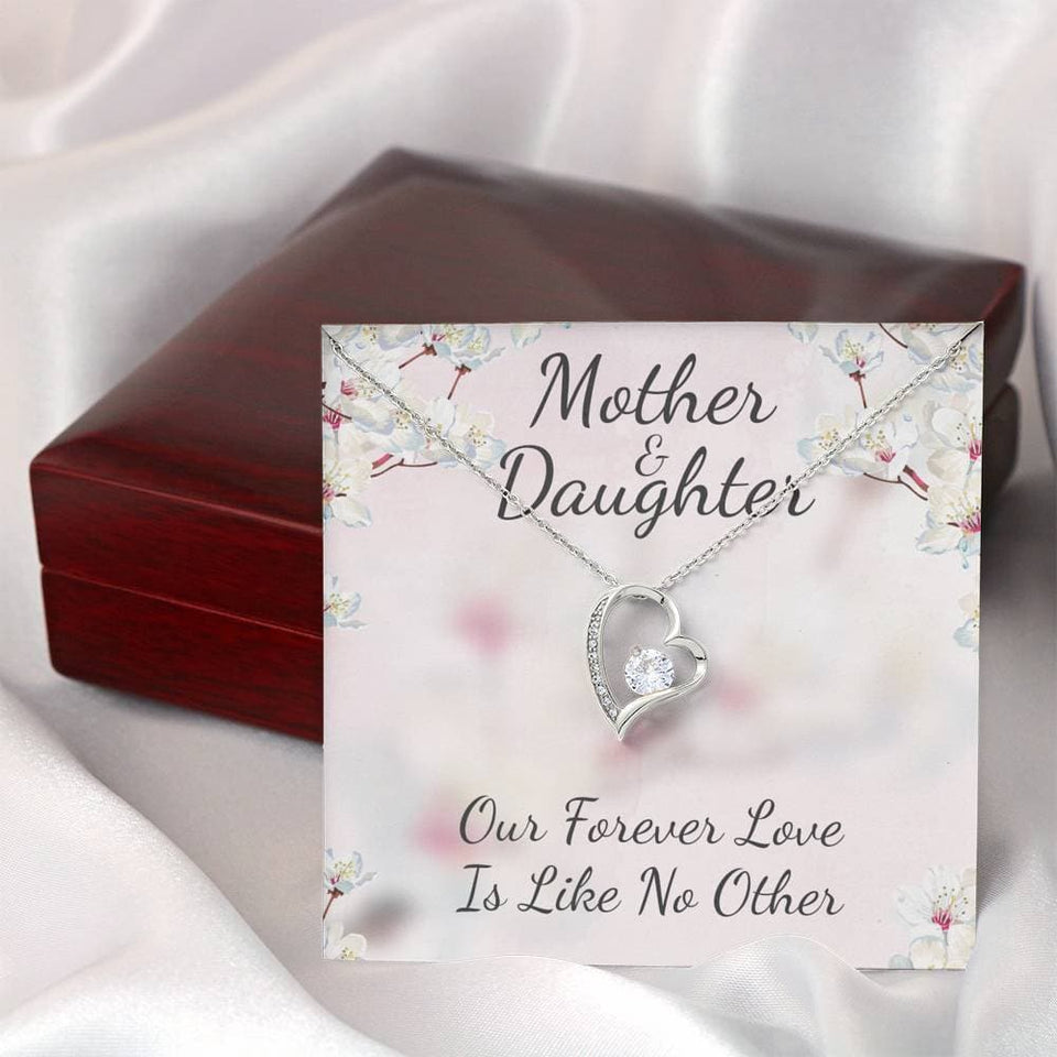 Mother and Daughter Like No Other Forever Love Necklace (14K White Gold Finish)