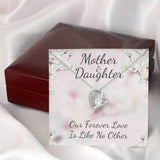 Mother and Daughter Like No Other Forever Love Necklace (14K White Gold Finish)