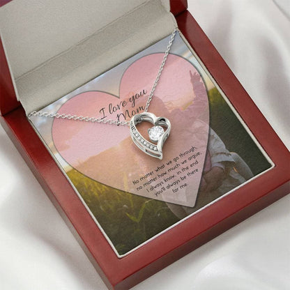 To Mom No Matter What Forever Love Necklace (14K White Gold)