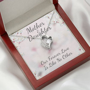 Mother and Daughter Like No Other Forever Love Necklace (14K White Gold Finish)