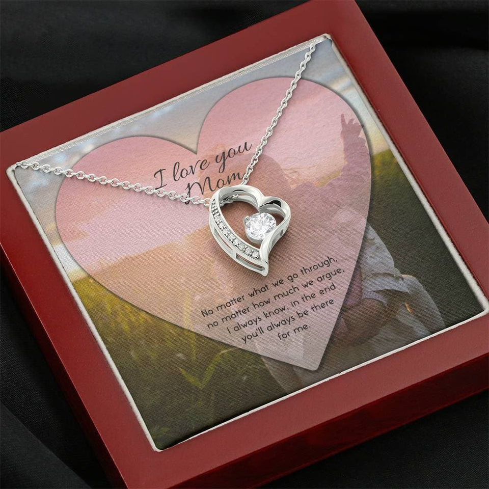 To Mom No Matter What Forever Love Necklace (14K White Gold)