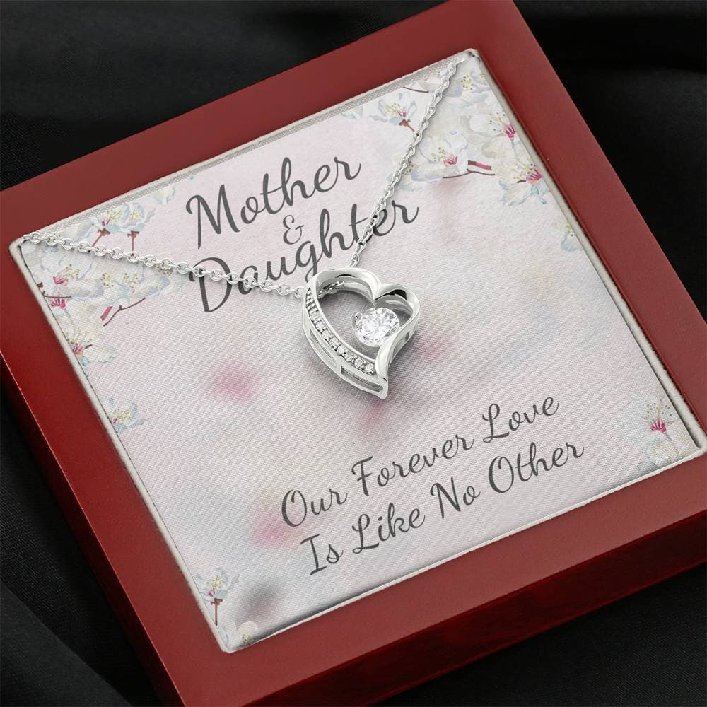 Mother and Daughter Like No Other Forever Love Necklace (14K White Gold Finish)