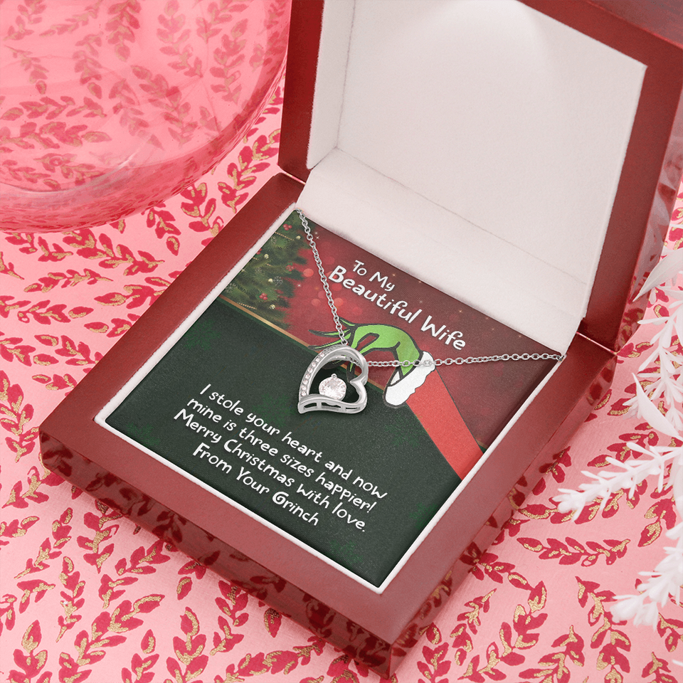 To My Beautiful Wife - Merry Christmas With Love - Forever Love Necklace