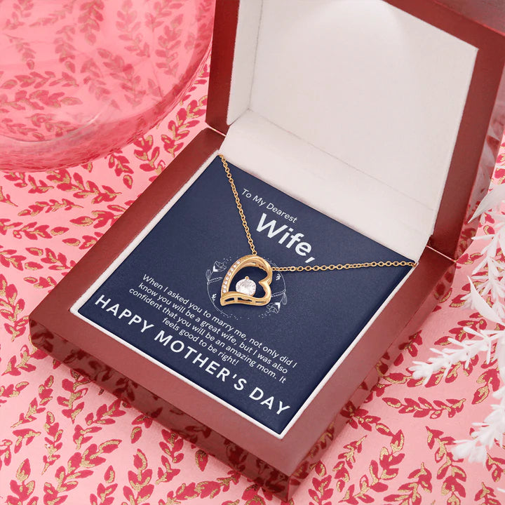 To My Dearest Wife Necklace Gift - Great Wife, Amazing Mom Happy Mother's Day - Forever Love Necklace LX104I