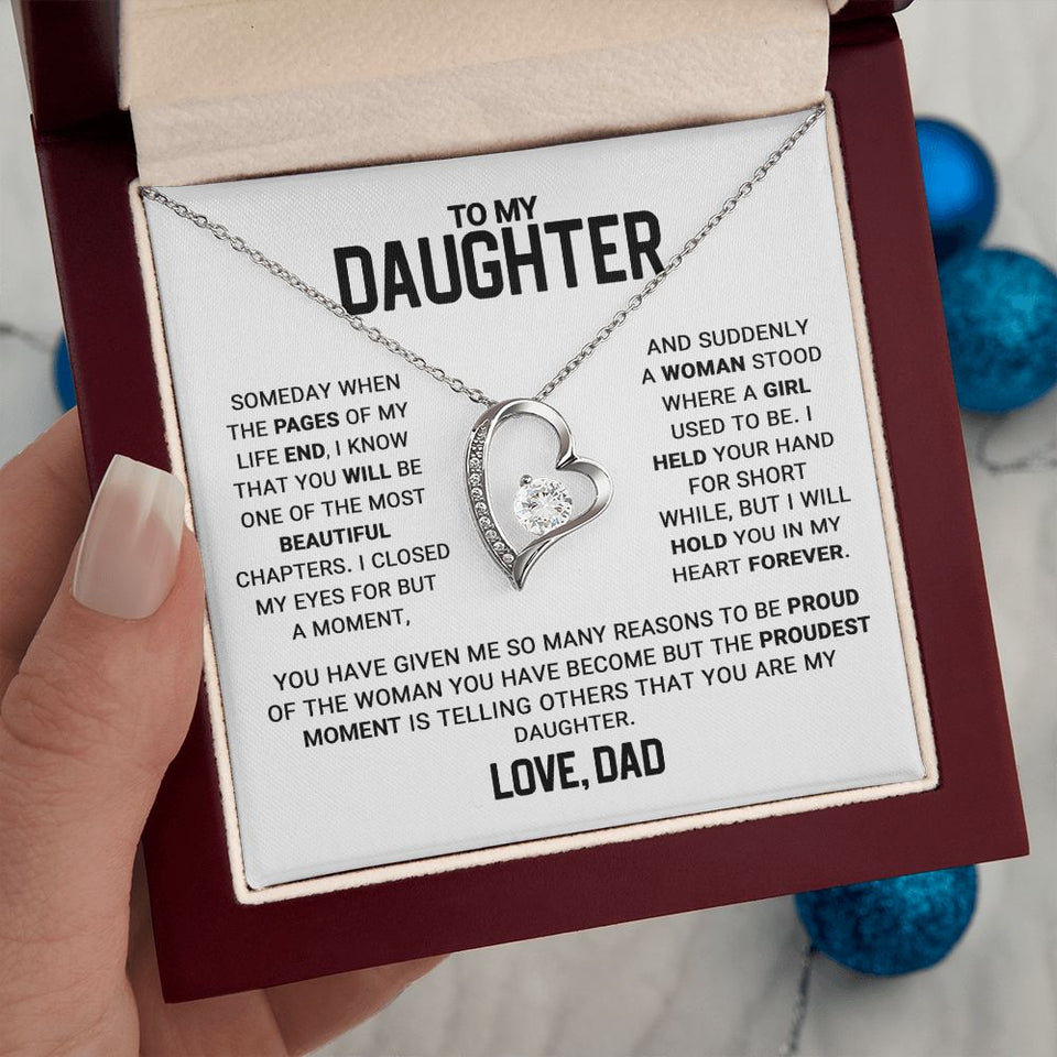 Daughter Proudest Moment, Forever Love Necklace, Gift For Daughter From Dad, Christmas Gift Idea.