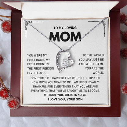 To my Loving Mom- Mother's day Gift From Son- Forever Love Necklace