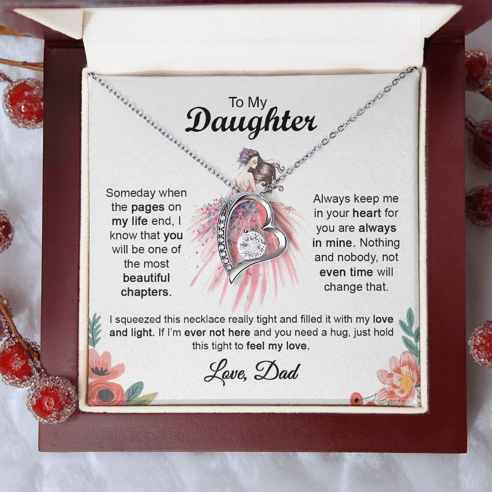 To My Daughter Gift From Dad | The Most Beautiful Chapters | Forever Love Necklace