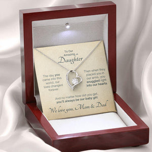To Our Amazing Daughter Snuggled Into Our Hearts - Mom & Dad Gift to Daughter, Necklace for Daughter, Forever Love Necklace