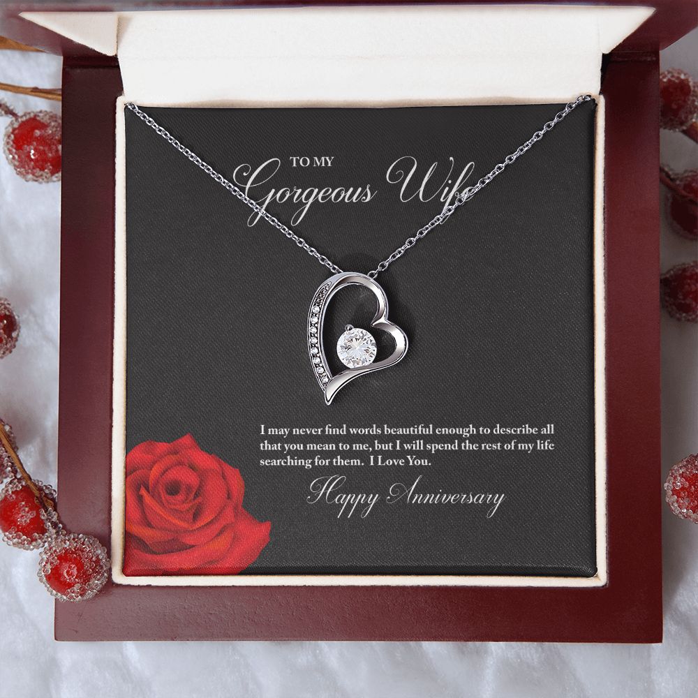 To My Gorgeous Wife Happy Anniversary Forever Love Necklace