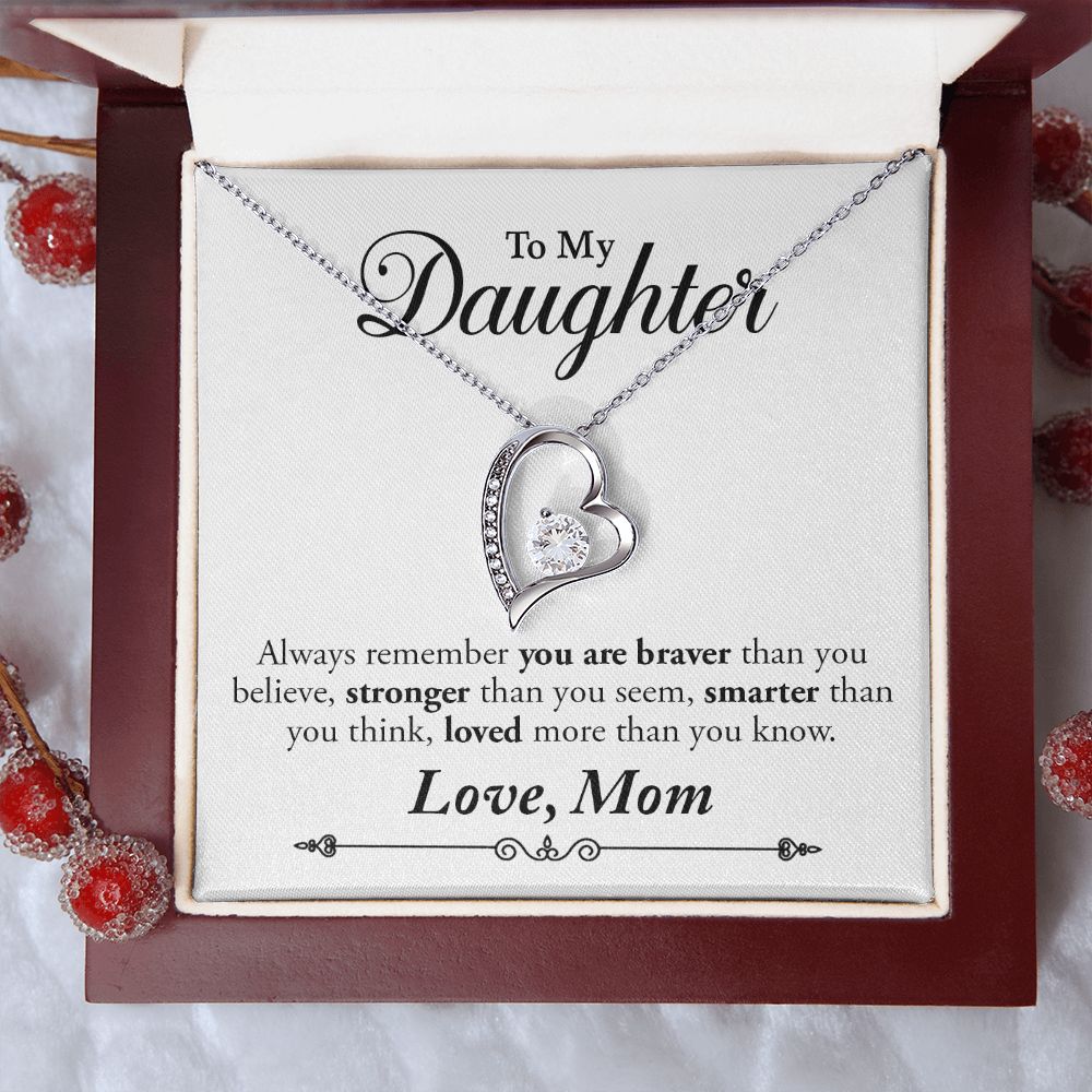 My Daughter | Braver Stronger Smarter - Forever Love Necklace Gift For Mom, necklace For Wife, Gift For Mother's Day