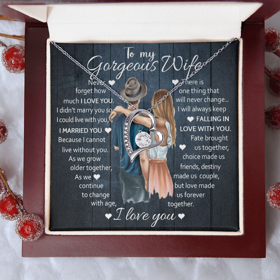 Wife Falling In Love With You, Forever Love Necklace, Gift For Wife From Husband