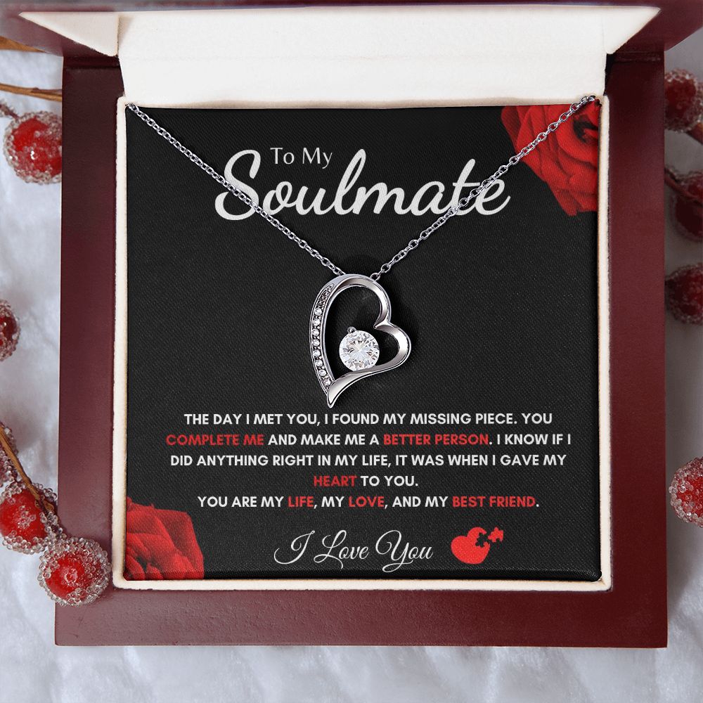To My Soulmate - Forever Love Necklace - Missing Piece Gift For Mom, necklace For Wife, Gift For Mother's Day