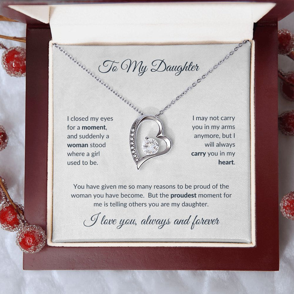 To My Daughter - Proudest Moment Forever Love Necklace White