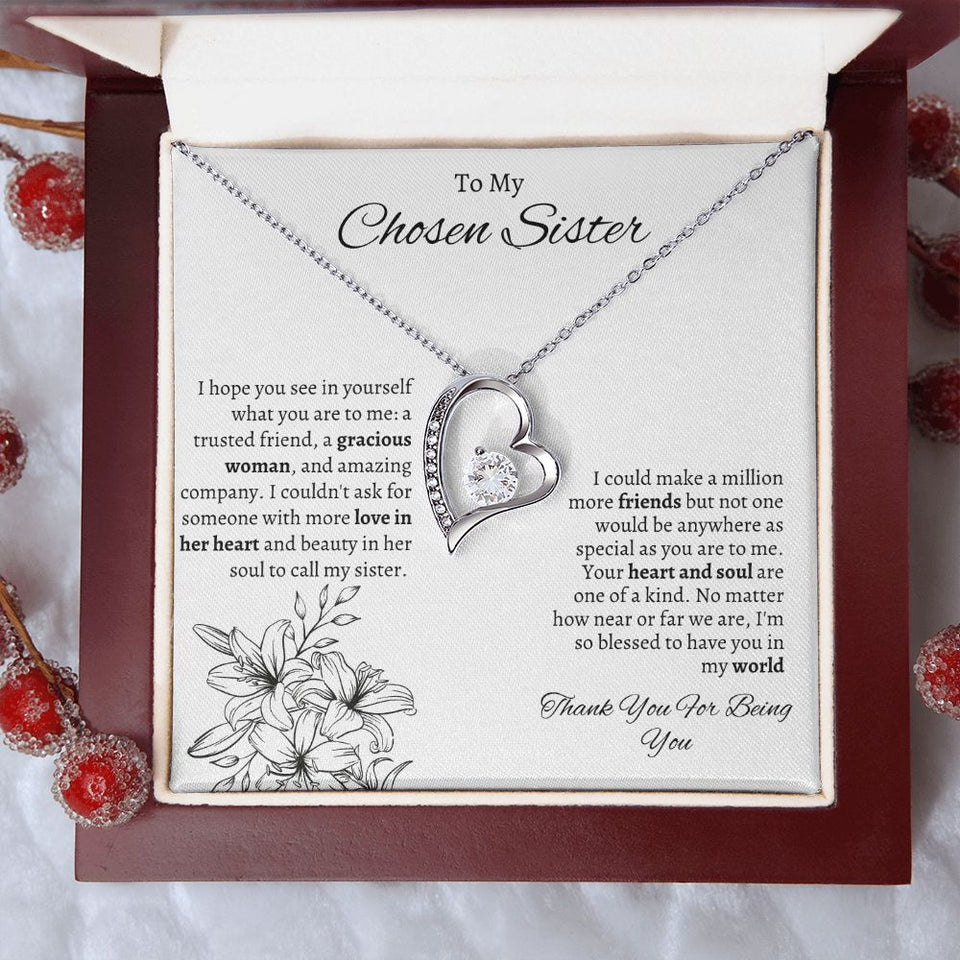 To My Chosen Sister - Forever Love Necklace - White Gift For Mom, necklace For Wife, Gift For Mother's Day
