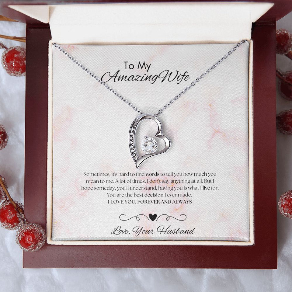 To My Amazing Wife - Forever Love Necklace - Light Pink Gift For Mom, necklace For Wife, Gift For Mother's Day