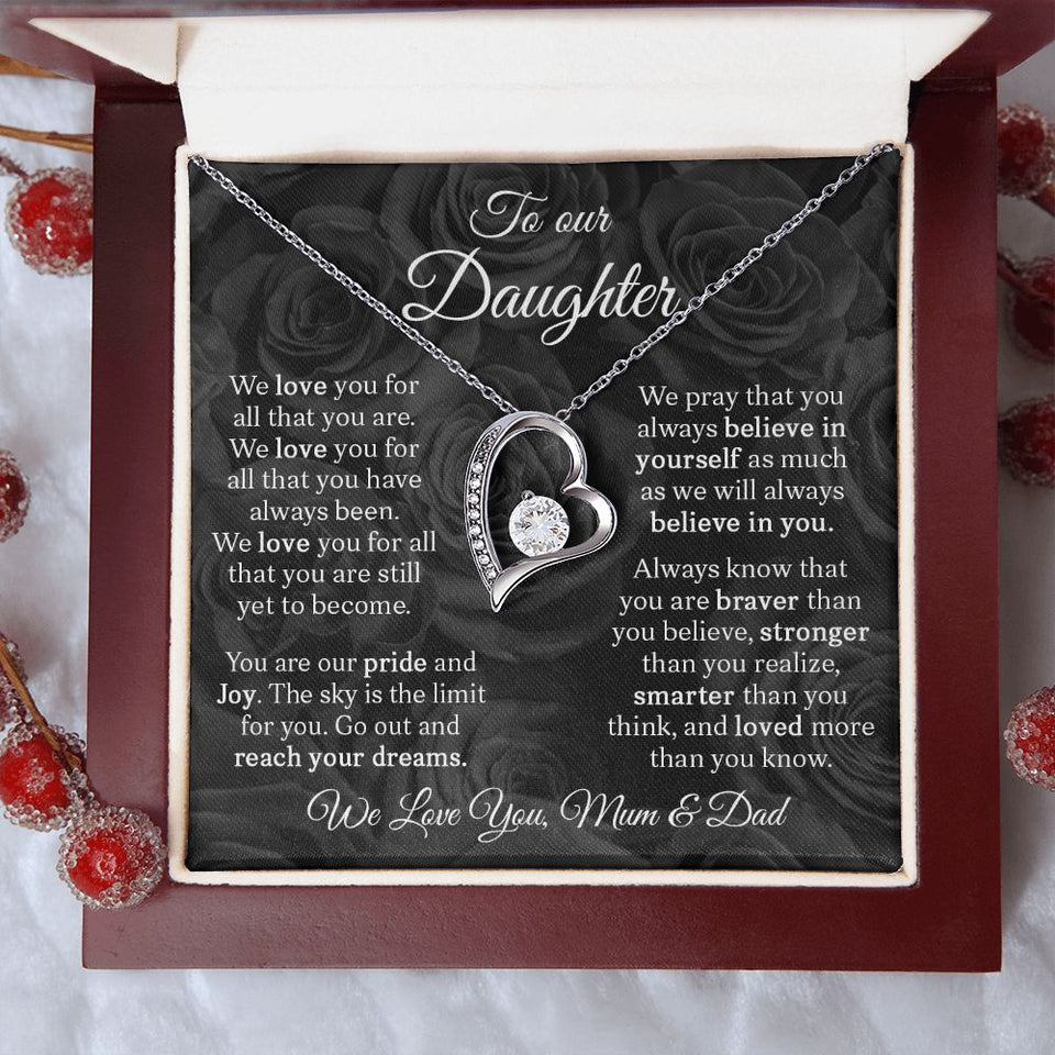 To Our Daughter | We Love You For All | Gift From Mom and Dad | Forever Love Necklace