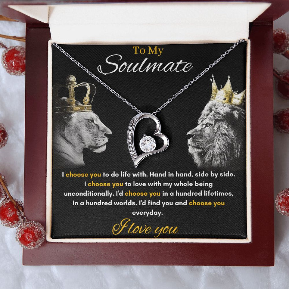 To My Soulmate - Forever Love Necklace - Hand in Hand Gift For Mom, necklace For Wife, Gift For Mother's Day