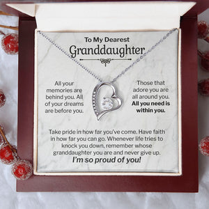 My Dearest Granddaughter Gift - All You Need is Within You - Forever Love Necklace