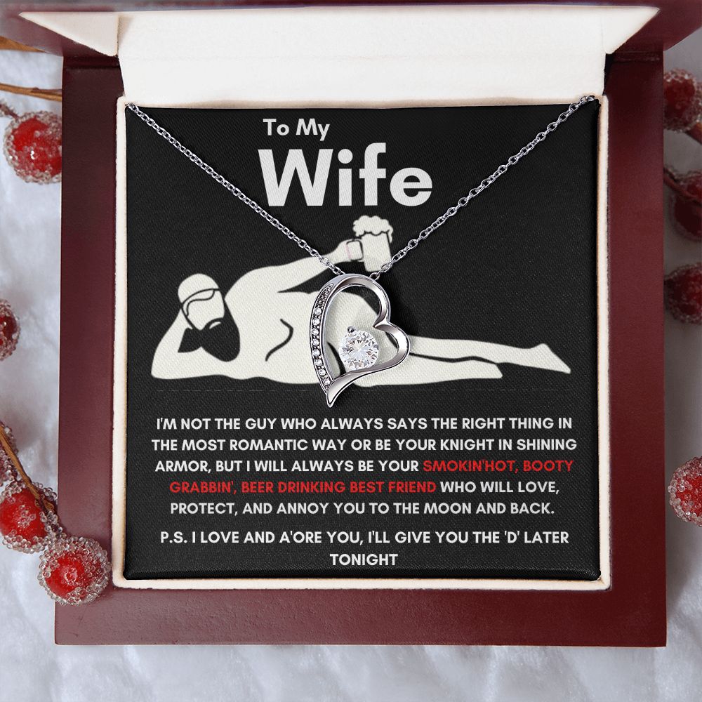 To My Wife - Forever Love Necklace - Booty Grabbin' - Black Card Gift For Mom, necklace For Wife, Gift For Mother's Day