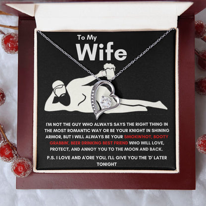 To My Wife - Forever Love Necklace - Booty Grabbin' - Black Card Gift For Mom, necklace For Wife, Gift For Mother's Day