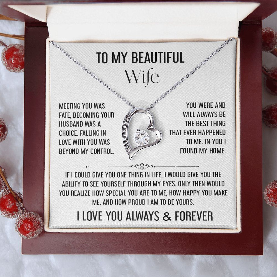 To My Beautiful Wife | Falling In Love Was Beyond My Control | Forever Love Necklace