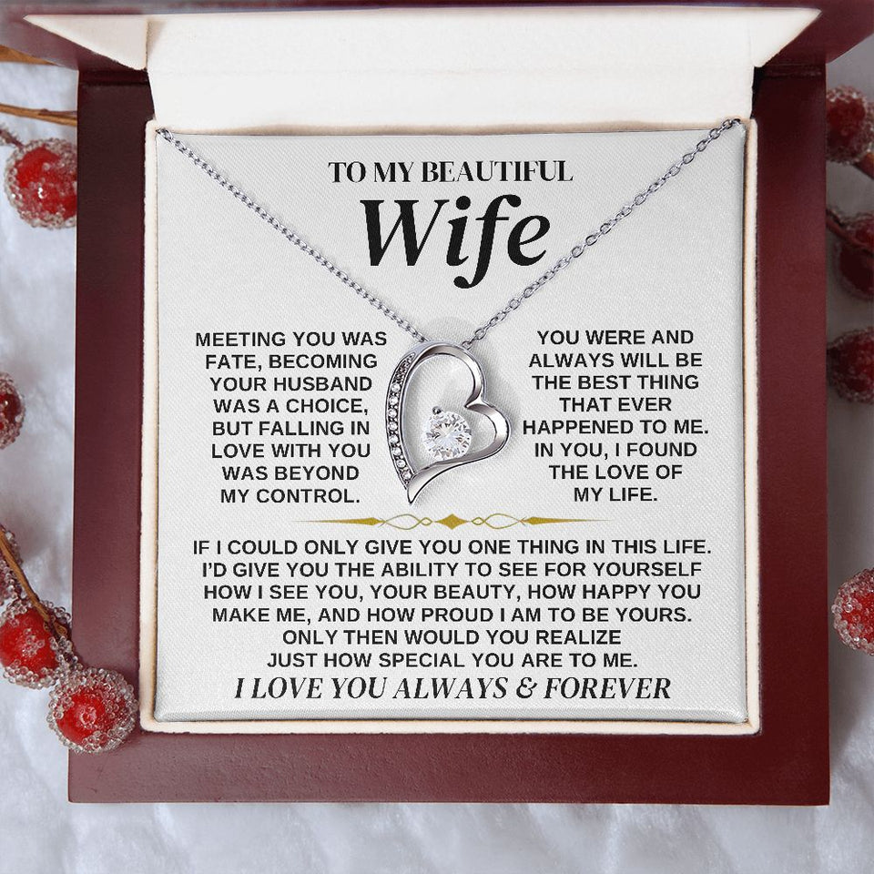 To My Beautiful Wife | Meeting You Was Fate | Forever Love Necklace | Romantic Gift for Wife