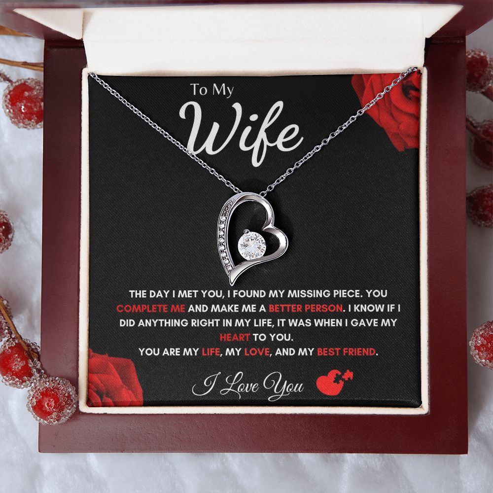 To My Wife - Forever Love Necklace - Missing Piece Gift For Mom, necklace For Wife, Gift For Mother's Day