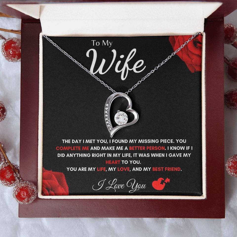 To My Wife - Forever Love Necklace - Missing Piece Gift For Mom, necklace For Wife, Gift For Mother's Day