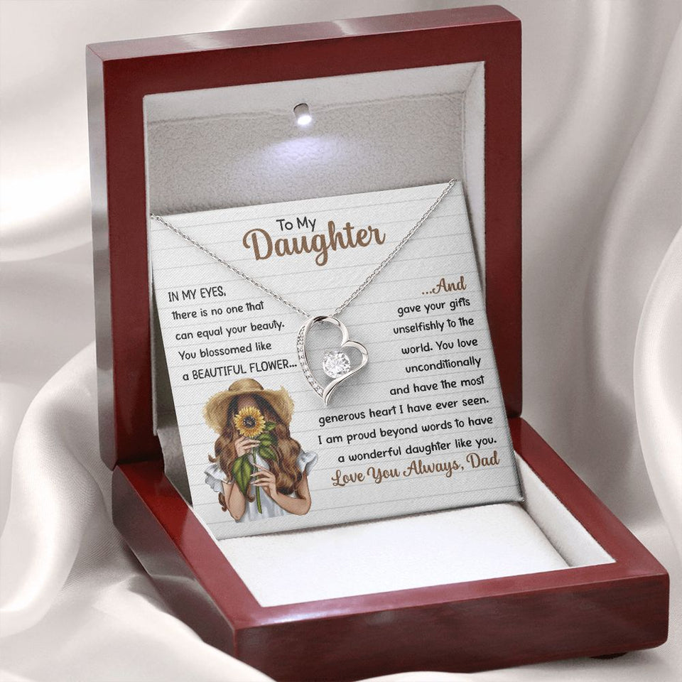 Daughter Beautiful Flower, Forever Love Necklace, Gift For Daughter From Dad, Christmas Gift Idea