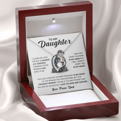 To My Daughter, Carry You In My Heart, Gift For Daughter From Dad, Forever Love Necklace, Christmas Gift Idea