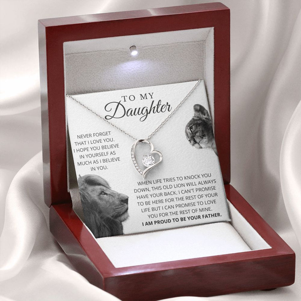 To My Daughter Necklace Never Forget Forever Love You, Best Gift for Daughter, Necklace for Daughter, Forever Love Necklace