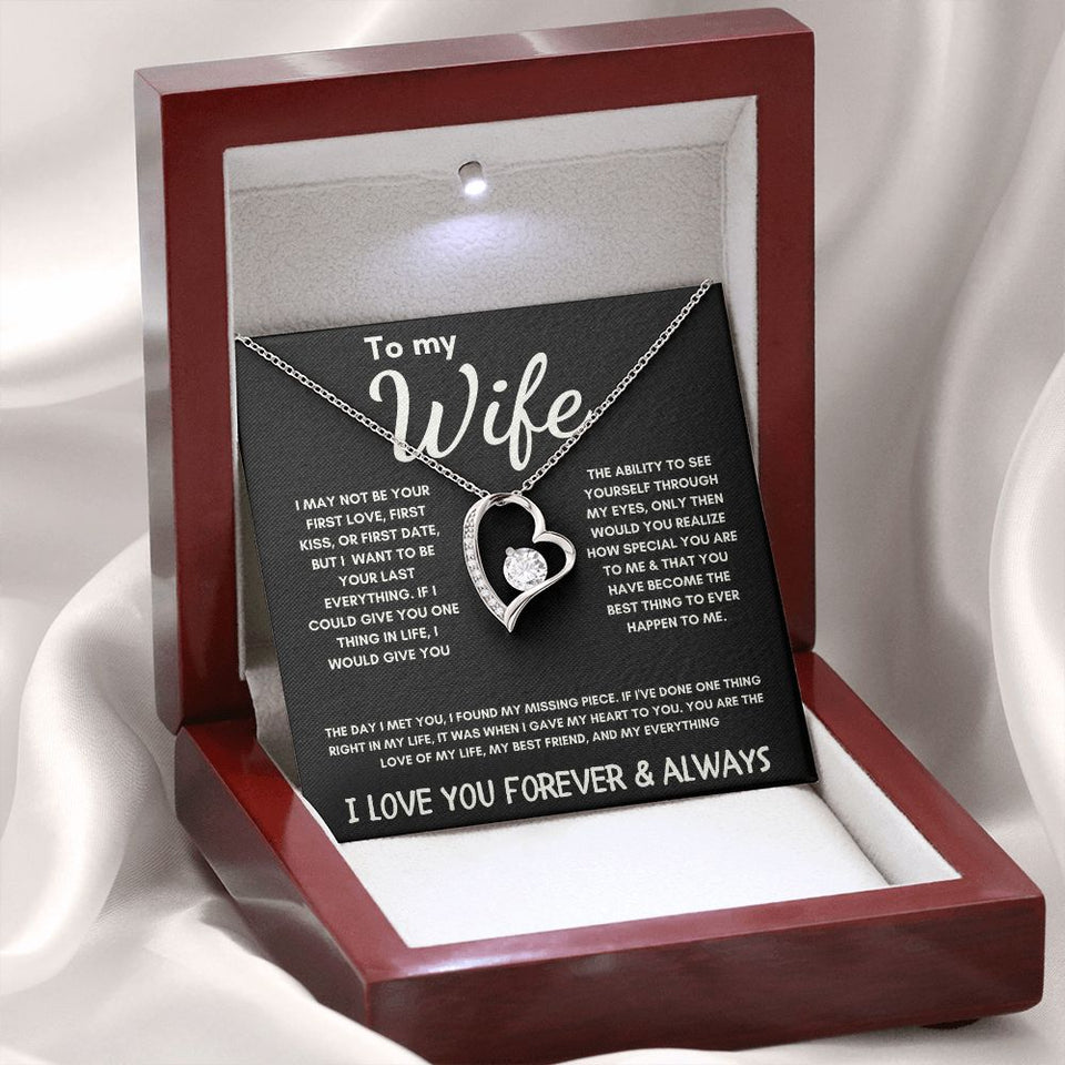 To My Wife - Forever Love Necklace - The Day I Met You - Black Card Gift For Mom, necklace For Wife, Gift For Mother's Day