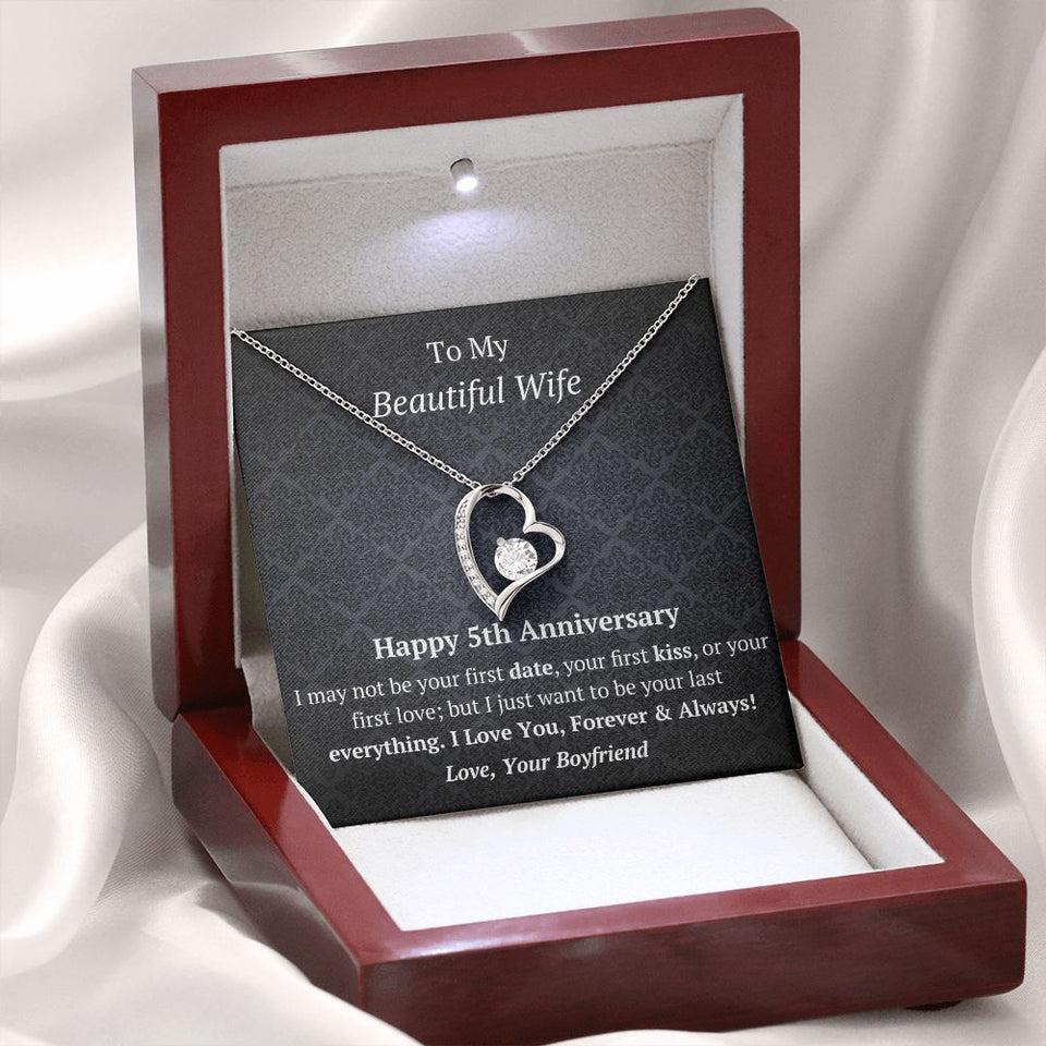 Wife 5th Anniversary Forever Love Heart Necklace