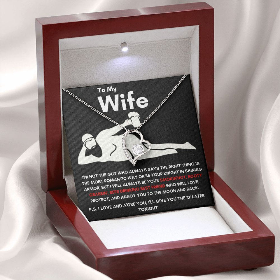 To My Wife - Forever Love Necklace - Booty Grabbin' - Black Card Gift For Mom, necklace For Wife, Gift For Mother's Day