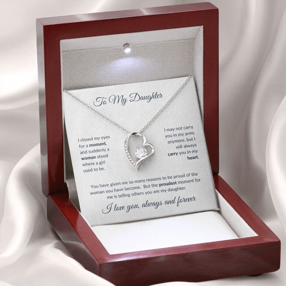 To My Daughter - Proudest Moment Forever Love Necklace White