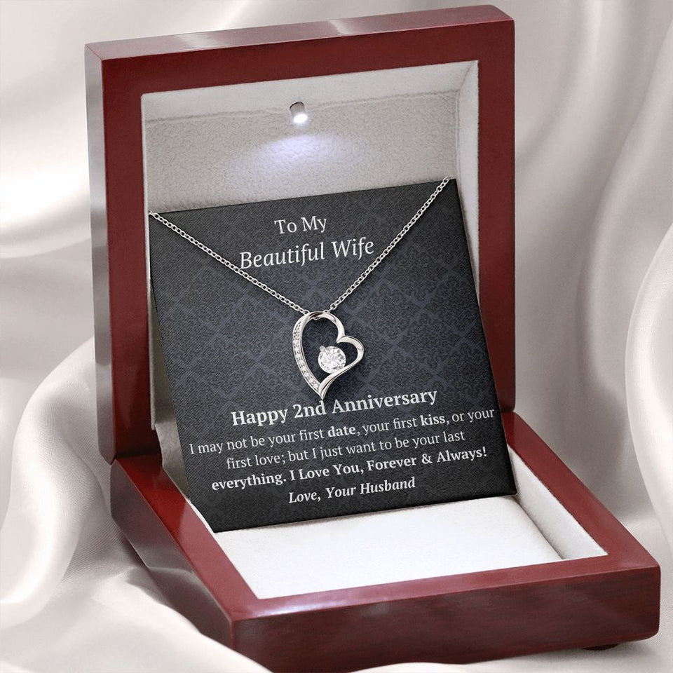 Wife 2nd Anniversary Forever Love Heart Necklace