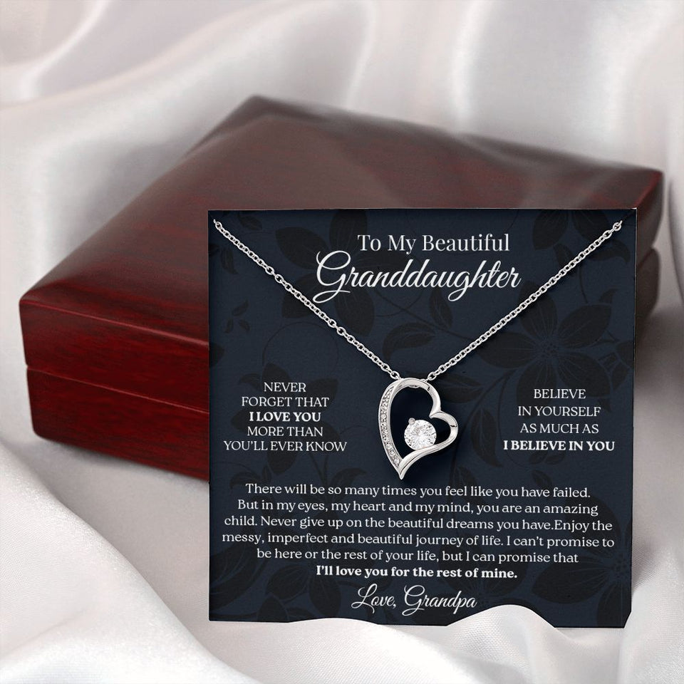 To My Granddaughter - Never Give Up, Forever Love Necklace