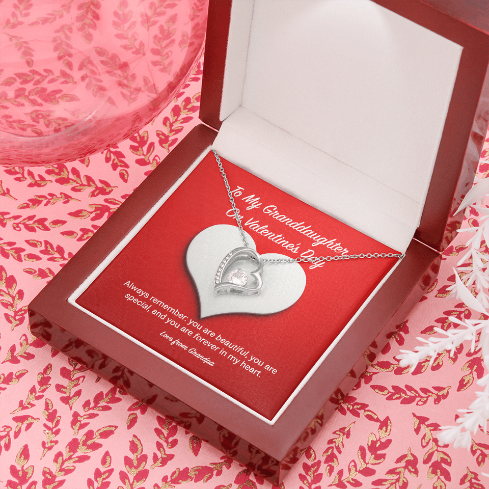 To My Granddaughter from Grandpa Valentine's Day Forever Love Necklace