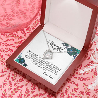 To My Beautiful Daughter From Dad | I Can Promise | White Version | Forever Love Necklace