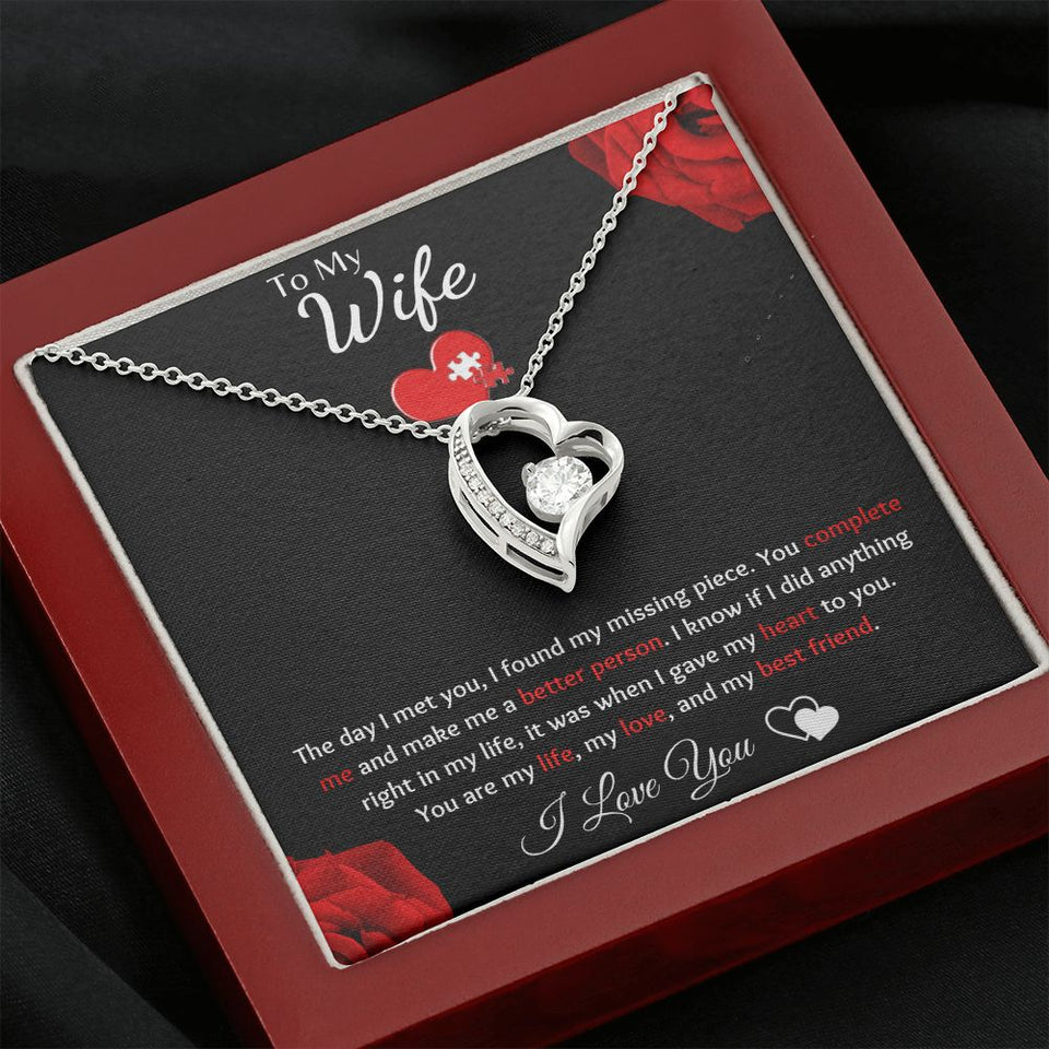 To My Wife - Forever Love Necklace - Puzzle Piece Gift For Mom, necklace For Wife, Gift For Mother's Day