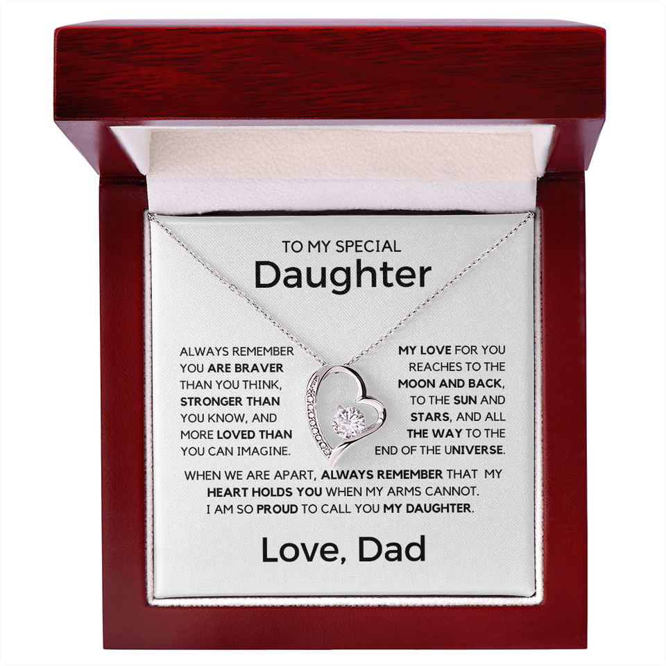 Gift for My Special Daughter from Dad - Moon and Back Love Dad, Necklace for Daughter, Gift for Daughter, Forever Love Necklace