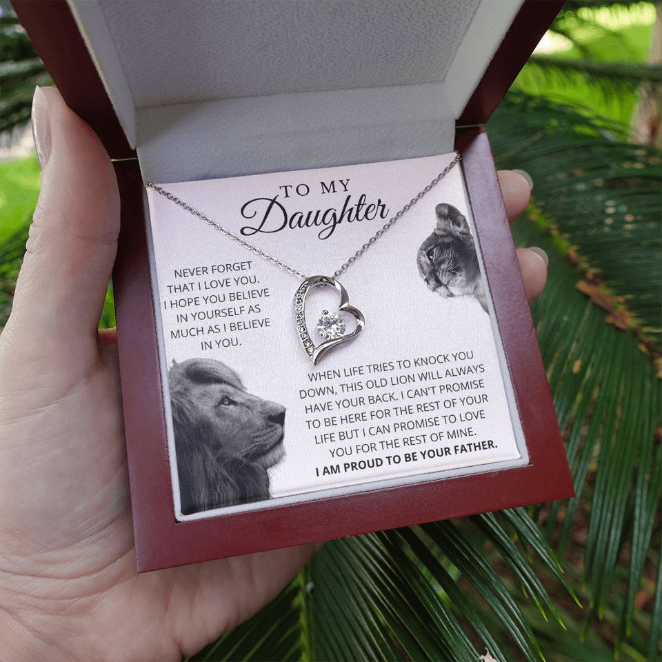 To My Daughter Necklace Never Forget Forever Love You, Best Gift for Daughter, Necklace for Daughter, Forever Love Necklace