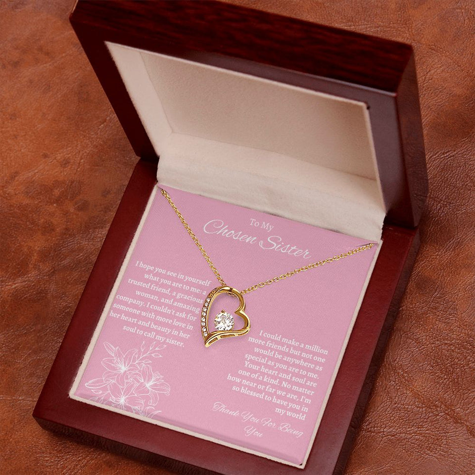 To My Chosen Sister - Forever Love Necklace - Pink Gift For Mom, necklace For Wife, Gift For Mother's Day